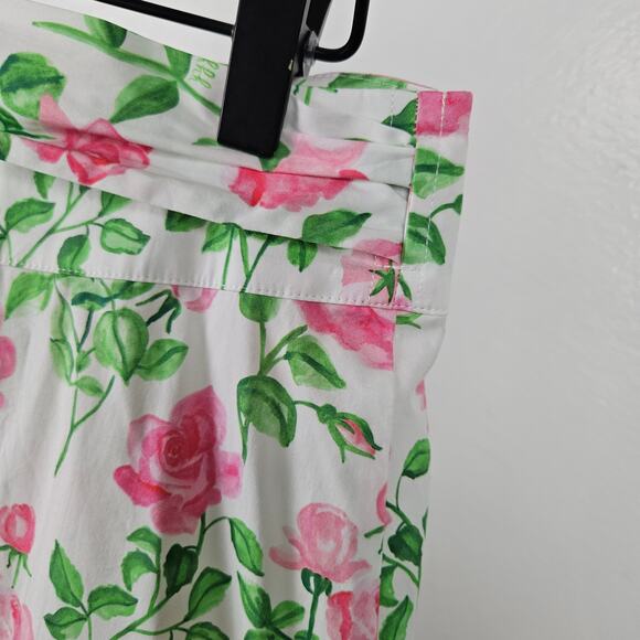 Hill House Mirabel Wrap Roses Print Midi Skirt M White Pink Green Ruffle Floral - Picture 5 of 11